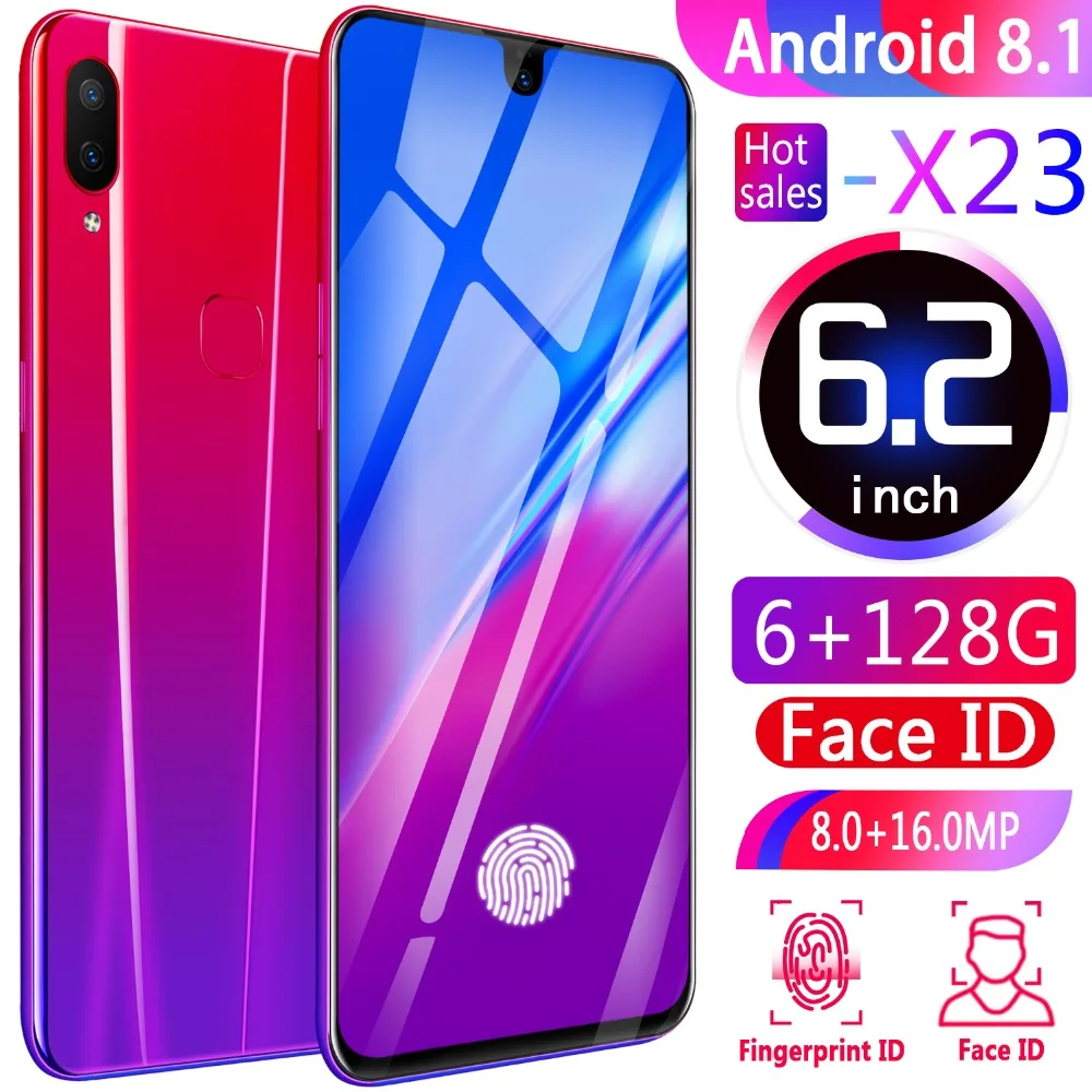 

Brand Mobile Phone Smartphone 6G 128GB 10 core 6.2" Fullscreen Dual Camera Android 4G 3g Smart Cellphone Fingerprint Face Unlock