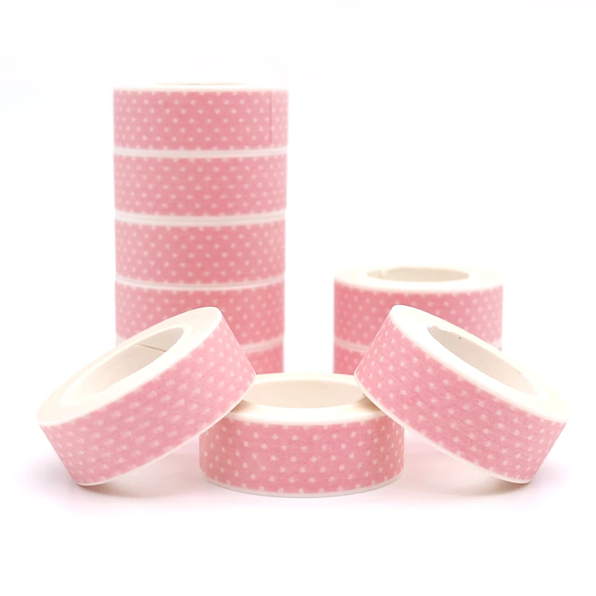 

10m*15mm Pink Washi Tape DIY Masking Tape Decoration Scrapbooking Adhesive Tape Kawaii Stationery 1 PCS