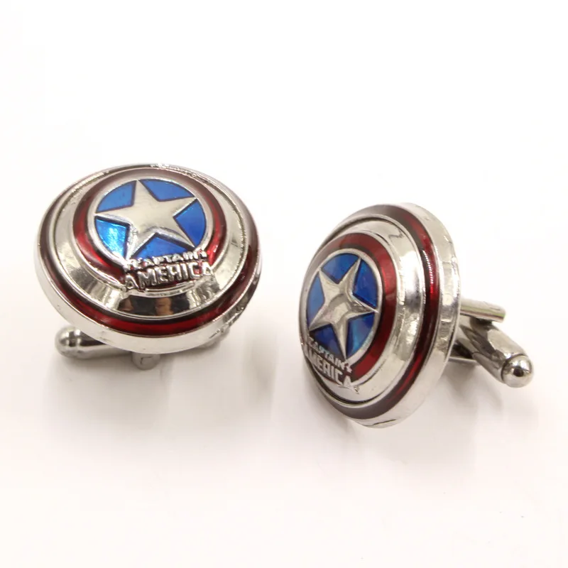 Marvel Мстители Капитан Америка Запонки супергерой Капитан Америка щит логотип запонки-пуговицы для мужчин ювелирные изделия