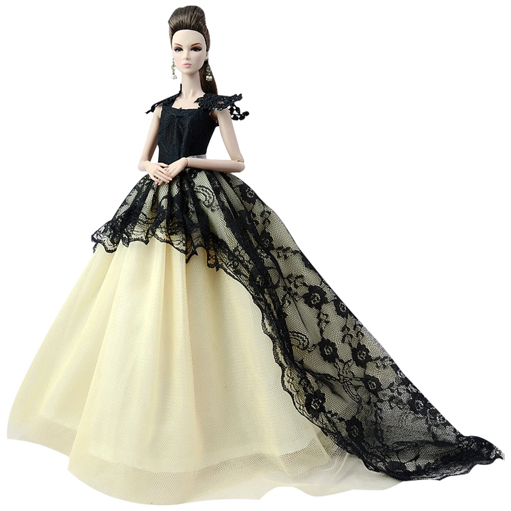 NK 1 шт свадебное платье принцессы ручной работы благородные вечерние платья для куклы Барби модный дизайн наряд лучший подарок для девочки кукла DZ