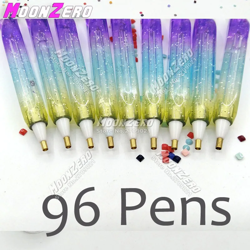 Новая Радужная красочная ручка с цепочкой, аксессуары для вышивки, восковая алмазная живопись, вышивка крестиком, точечный сверлильный инструмент для выкладывания мозаики, наборы - Цвет: 96 Pens