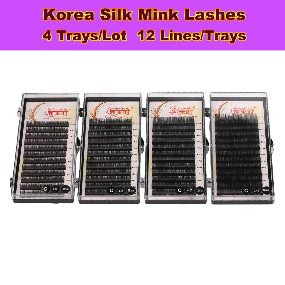 

3D 4 Trays / Lot B C D Curl Individual Eyelash Extension Natural Long Hand made Eyelashes Extension China Post Free Shipping