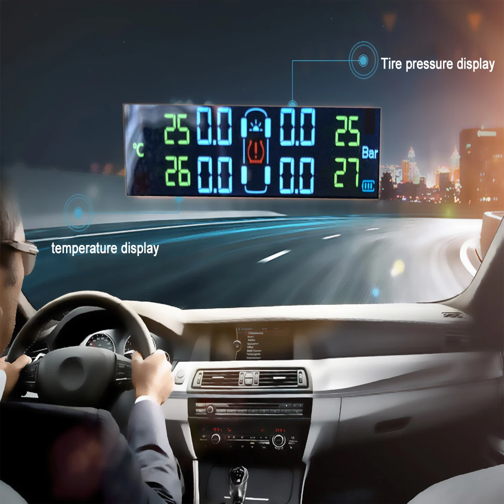 Solar TPMS Tire Pressure Monitor System wITH 4 Internal Sensor Universal wireless Real-time Displays 4 Pressure Temperature Solar TPMS Tire Pressure Monitor System wITH 4 Internal Sensor Universal wireless Real-time Displays 4 Pressure Temperature