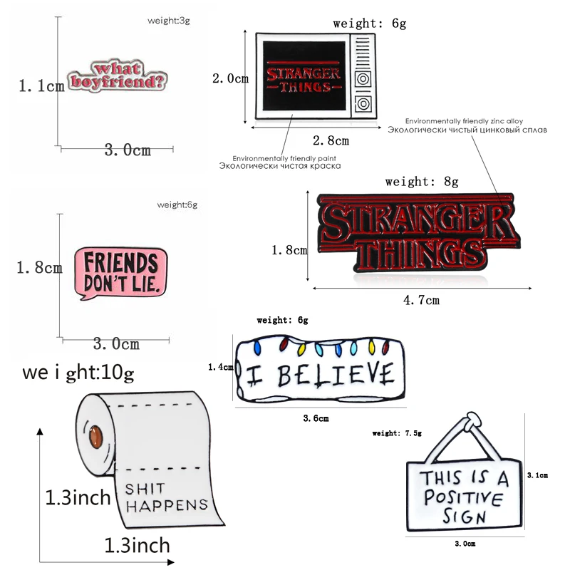 Положительный этикетка Туалет Бумага брошь я считаю, диалог символ очень странные дела друг эмали штырь джинсы значок в стиле «панк» креативные ювелирные изделия