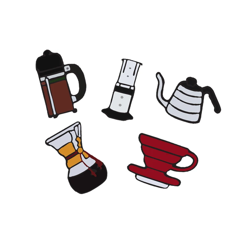 

Creative Cartoon Brooch Mini Coffee Cup KettleEnamel Pin Denim Jackets Shirt Lapel Pin Metal Badges Decoration Collection Gifts