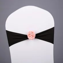 Черная цветная Подвязка из спандекса для стула с канделябр искусственный цветок шаровая крепежная створка стула лайкра пояс стрейч подходит для всех стульев свадьбы