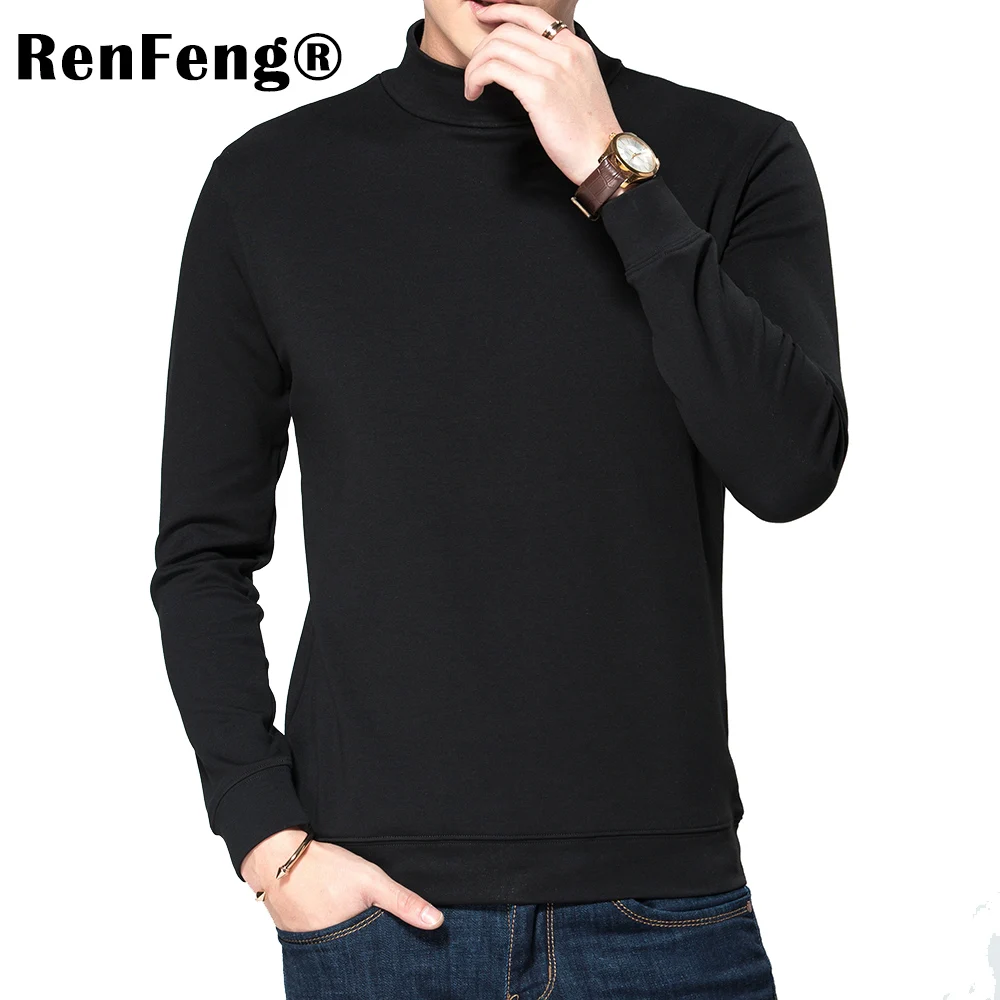 2018 Fashion Trend Autumn T Shirt Men Turtle Collar Long Sleeve T-Shirt Large Size Slim Fit Cotton Tops Tees Camisetas Male 3XL (3)