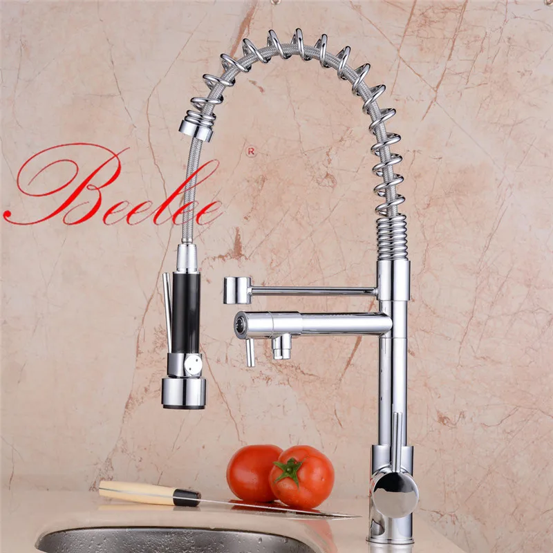 Beelee Kitchen Faucet Universal Modern Black/nickle Water Mixer Tap Hot Selling Solid Brass Dual Spouts 360 Swivel Tap Beelee Kitchen Faucet Universal Modern Black/nickle Water Mixer Tap Hot Selling Solid Brass Dual Spouts 360 Swivel Tap