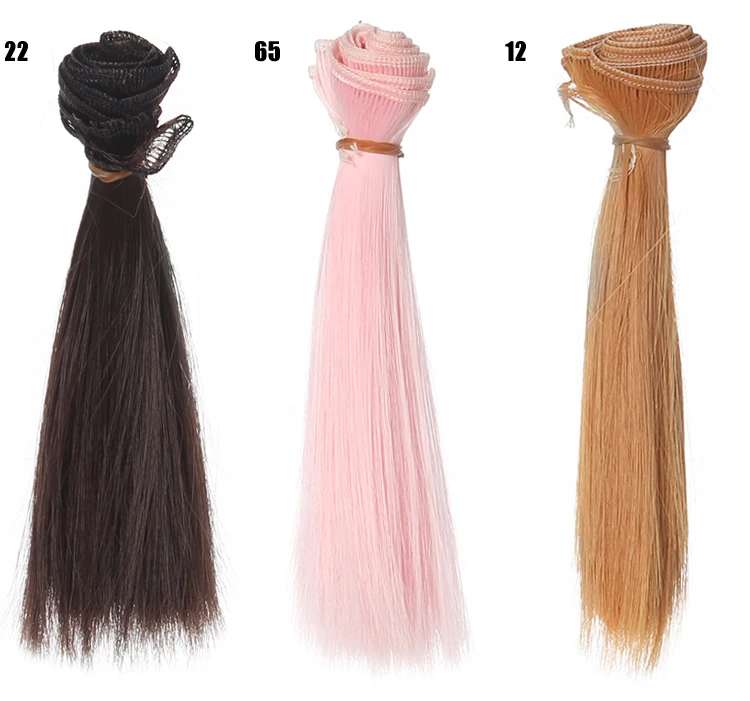 1 шт. 15*100 см высокая температура волокна Мода черный блонд кукла с прямыми волосами Волосы утки для DIY 1/3 1/4 1/6 BJD SD куклы парики