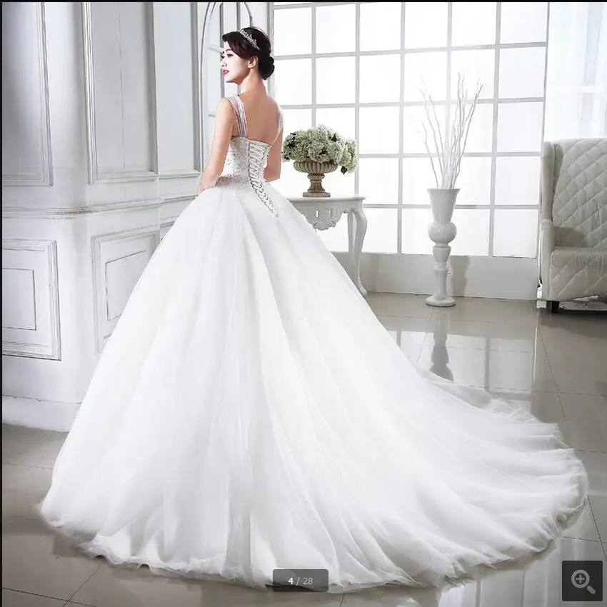 2017 Fashion Ball Gown One Shoulder Strap Crystals Wedding Dress
