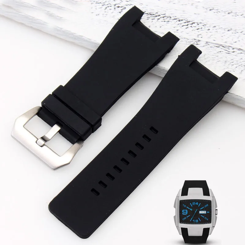 32x18 millimetri di Gomma di Silicone cinturini per Orologi In Acciaio Inox  Spille Chiusura per Diesel DZ1216 DZ4246 DZ1215 Vigilanza Degli Uomini  Accessori fasce + Strumenti|watch strap stainless steel|silicone rubber  watch strapwatch