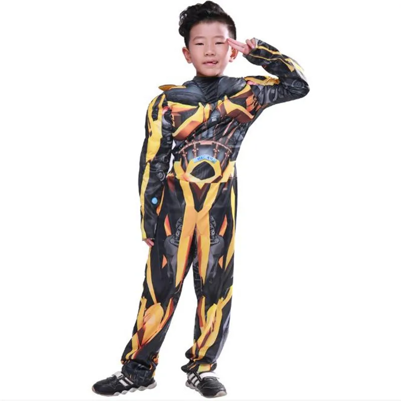 Kids Cosplay Transformers Costume+Mask Muscle Style Bumble Bee Optimus Prime COS