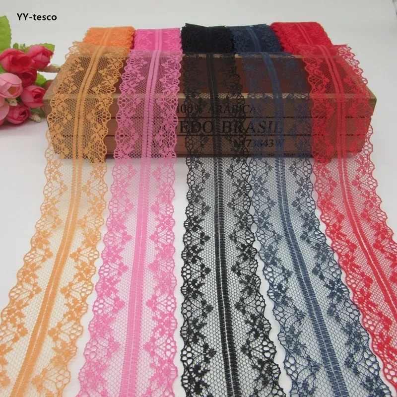

10 Yards Beautiful Lace Ribbon 40MM Wide White Lace Trim Fabric Embroidered Netlace trimmings for sewing accessories Decoration