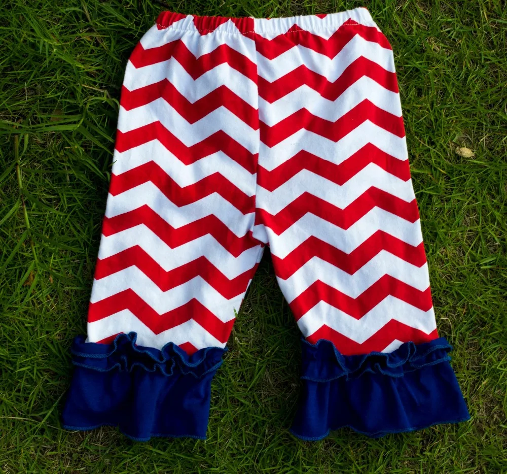Baby ruffled capri pants knee length trousers chevron shorts kids girls