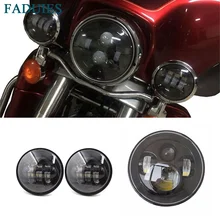FADUIES 7″ Black Motorcycle Daymaker LED Headlight + 2pcs 4.5″ Fog Lights for Harley Davidson Motorcycle LED Lights