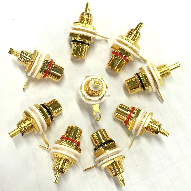 RCA Female Jack 10pcs Plated Rca Connector Gold Panel Mount Chassis Audio Socket Plug Bulkhead white cycle with nut solder cup цена RCA Female Jack 10pcs Plated Rca Connector Gold Panel Mount Chassis Audio Socket Plug Bulkhead white cycle with nut solder cup цены онлайн