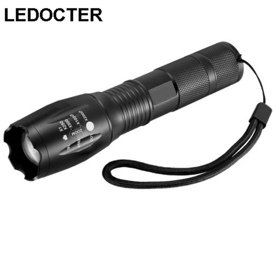 Koop CREE LED Zaklamp XM T6 10000LM 5 Modi Zaklamp Aluminium Waterdichte Zoomable voor 18650 Oplaadbare Batterij of AAA