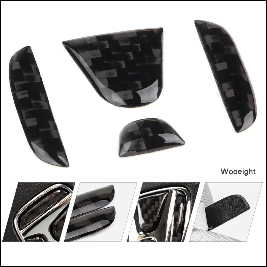 4Pcs Carbon Fiber Steering Wheel Badge Emblem Cover Sticker Car Styling Accessories For Honda Civic Accord Fit CRV CR-V 2016 (5)