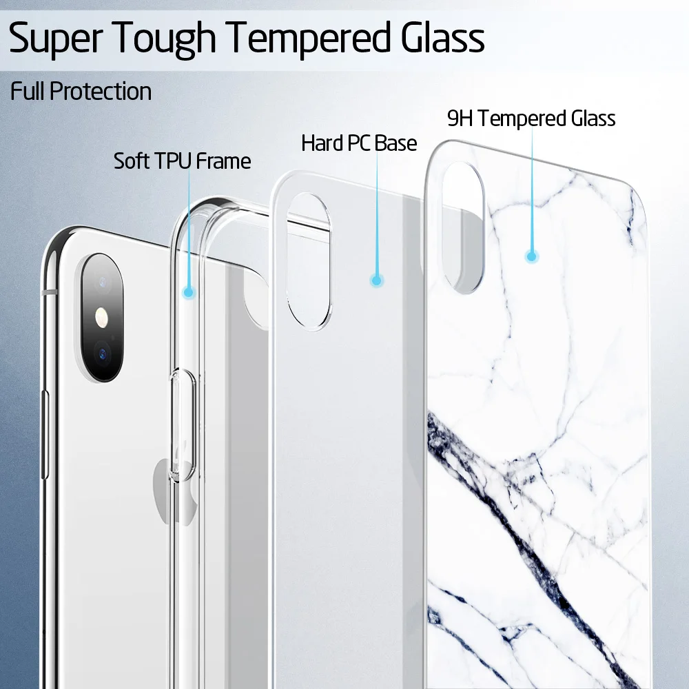 ESR мраморная окрашенная задняя крышка из закаленного стекла для iphone XS XR XS MaxFull covering Ice Crystal, чехлы из закаленного стекла