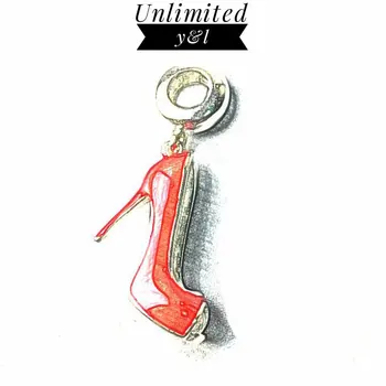 

Red High Heels Shoe Charm Karma Beads 925 Sterling Silver Fashion DIY Making Jewelry Accessories Fit Bracelets&Necklaces Chain