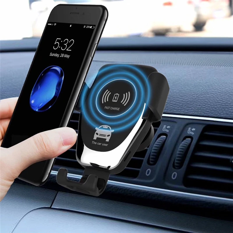 Portable Qi Wireless Charger For iPhone XS Max XR X 8 Samsung Note 9 Sony Fast Wireless Charging Car Charger Mount Phone Holder