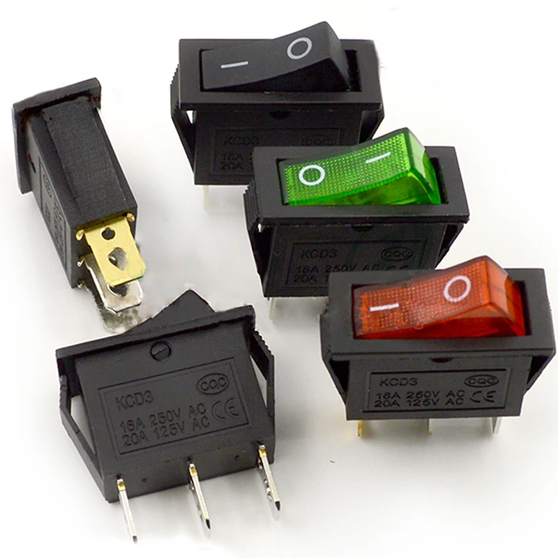 100pcs ON/OFF Lighted Boat Rocker Switch Rice Cooker Power Switch 3