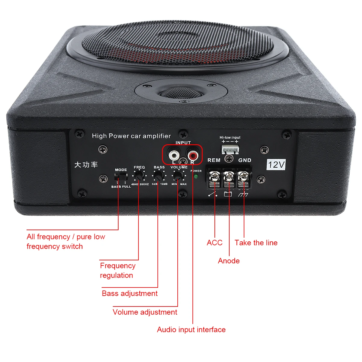 Altavoz Universal de Subwoofer de coche de 10 pulgadas 600 W Delgado coche bajo asiento coche activo Subwoofer amplificador de bajo altavoz negro fuselaje slim Altavoz Universal de Subwoofer de coche de 10 pulgadas 600 W Delgado coche bajo asiento coche activo Subwoofer amplificador de bajo altavoz negro fuselaje slim