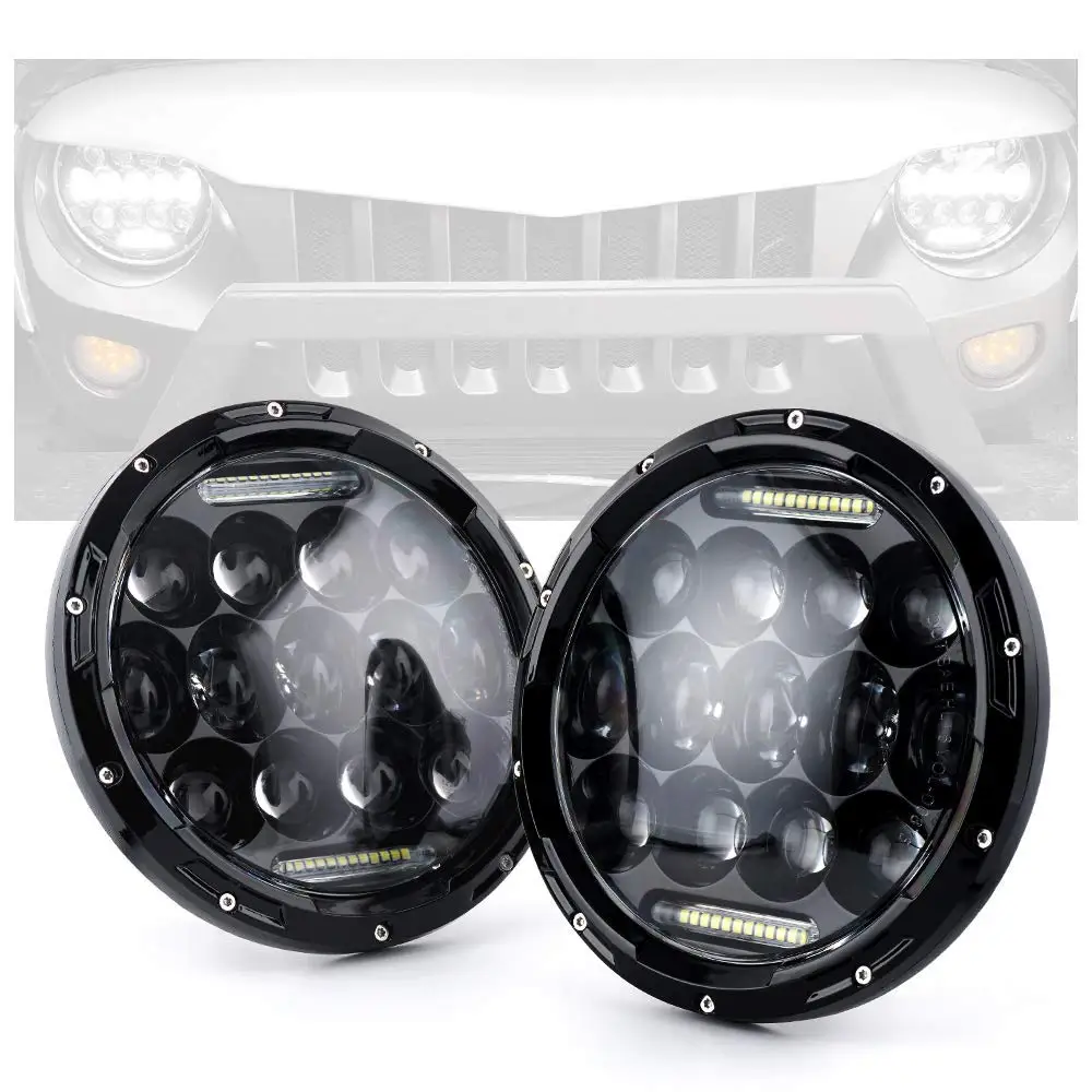 Пара Marlaa 7 дюймовых круглых 75 Вт светодиодных фар с белыми ДХО для Wrangler JK TJ LJ CJ