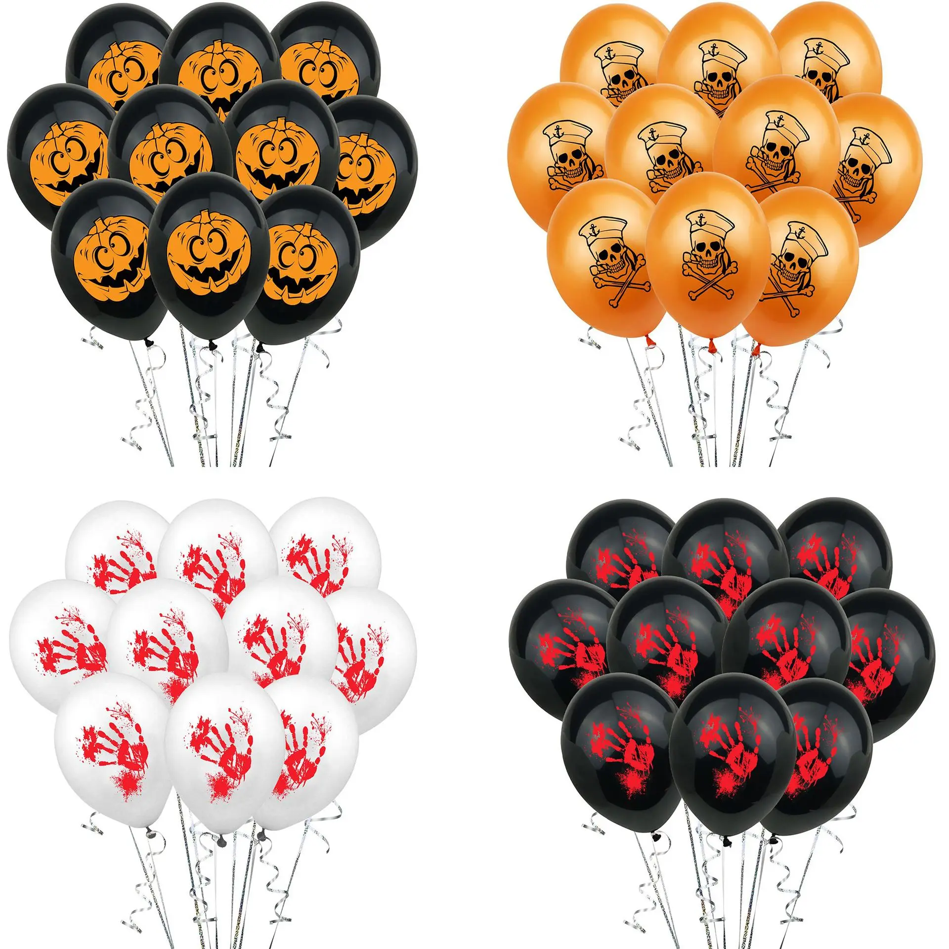 

ZLJQ 10pcs Halloween Scary Bloody Skull Latex Balloons Confetti Air Baloons For Happy Halloween Decoration Party Balloons