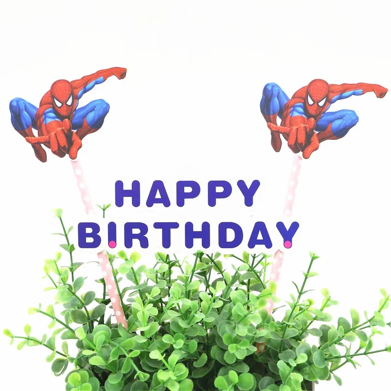 

1pc Super Hero Spiderman Cupcake Toppers Theme Party Ice Cream Cake Topper Cake Flags With Paper Straw Birthday Party Supplies