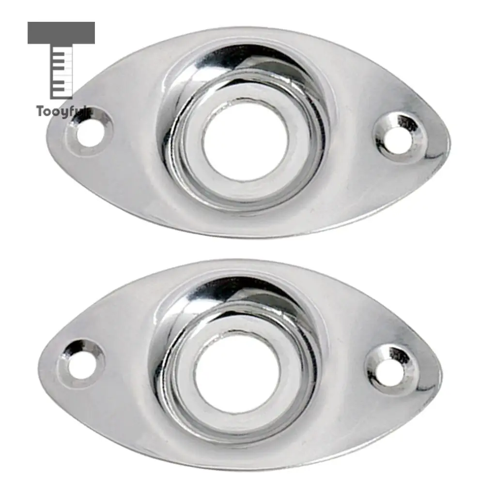 Tooyful 2pc Electric Bass Guitar Jack Output Input Socket Cover Plate with 2 Mounting Screws for Oval Style