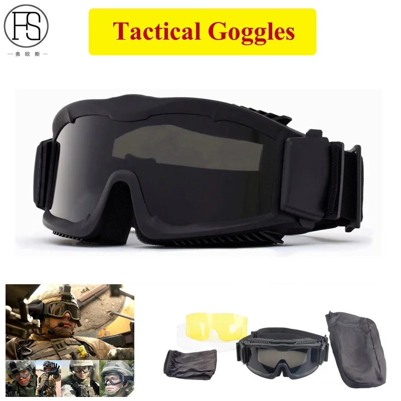 Military Goggles Tactical Glasses UV400 Protection Men Airsoft Shooting 