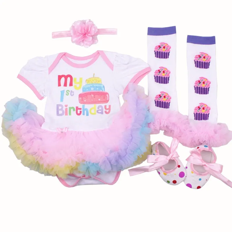 Детская одежда для дня рождения комплект Одежда для новорожденных Ползунки Цветочное платье на первое костюмы кружевная юбка-пачка платье для новорожденного Одежда для младенцев комплекты - Цвет: as picture