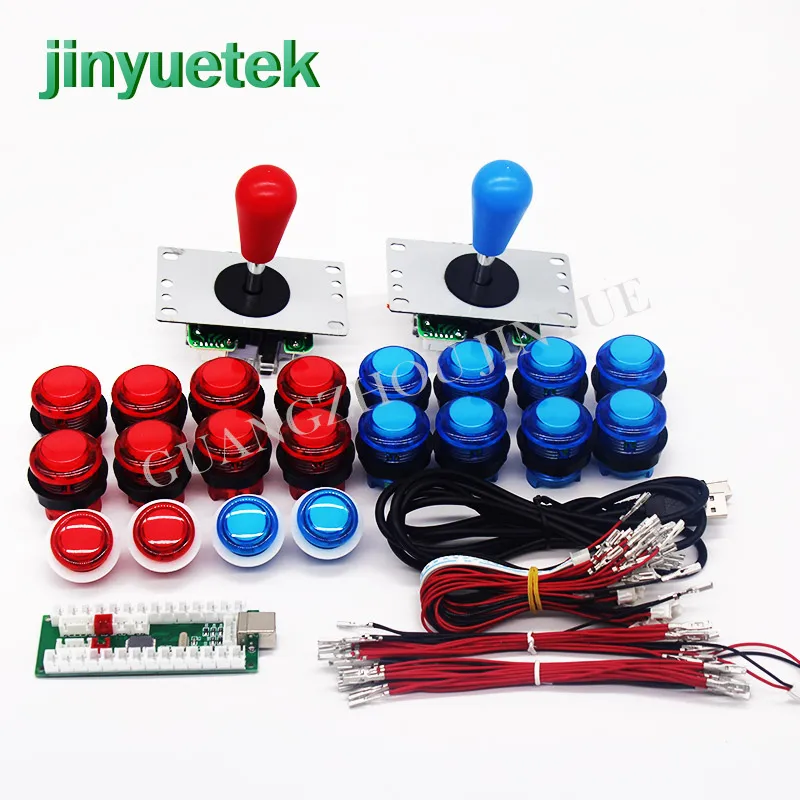 

jinyuetek 2 Players 2Pin DIY Kits Buttons USB Controller Joystick Cables Arcade Game LED Joysticks