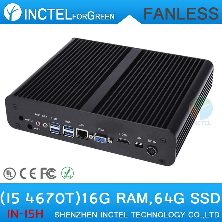 Mini PC Desktop Computer i5 with Intel Quad Core i5 4670T 2.3Ghz CPU HDMI VGA display 16G RAM 256G SSD Windows Linux