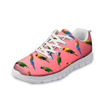 FORUDESIGNS/Осенняя женская обувь на плоской подошве розового цвета с милым животным принтом попугая; Повседневная дышащая обувь для женщин; модная обувь на плоской подошве для девочек