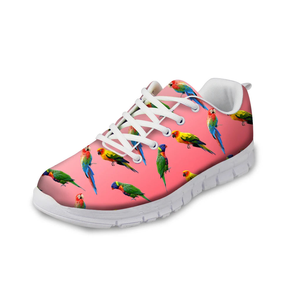 

FORUDESIGNS Pink Autumn Ladies Flats Shoes Cute Animal Parrot Prints Casual Breathable Shoes for Women Fashion Girls Flat Shoe