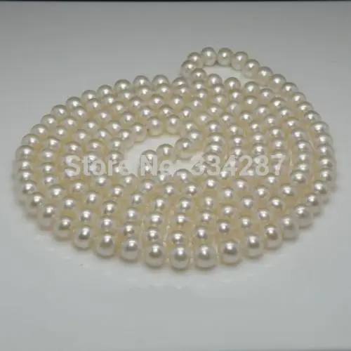 

66" Long Noble 8-9mm Round AAAA White Pearl Necklace