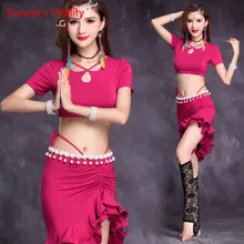 Конкурс танца живота набор женщин танец живота костюм с короткими рукавами топ+ короткая юбка танцовщица практика