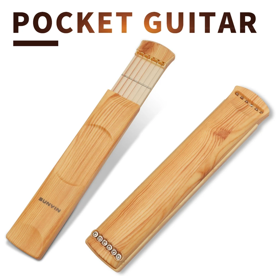

SUNYIN Portable Pocket Guitar 6 Strings Guitar Trainer Tool Gadget for Beginners 6 Fret Optional Practice