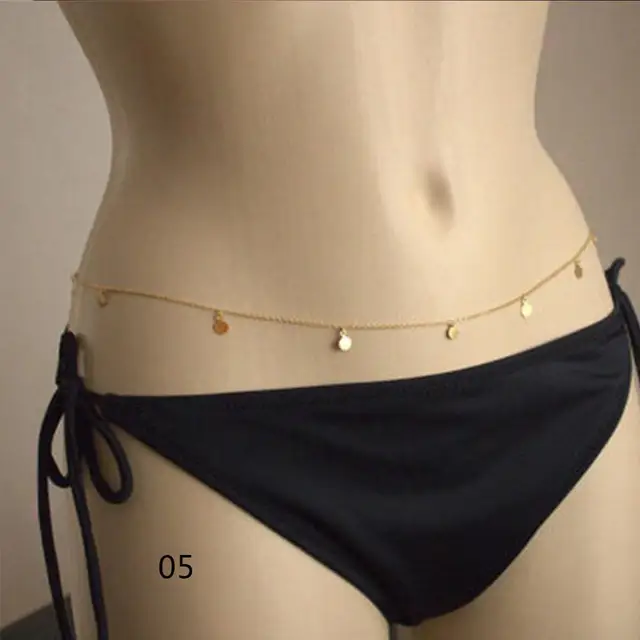 1PC Women Gold Bikini Beach Sweet Heart Waist Chain Belt Belly Slim Body Chain