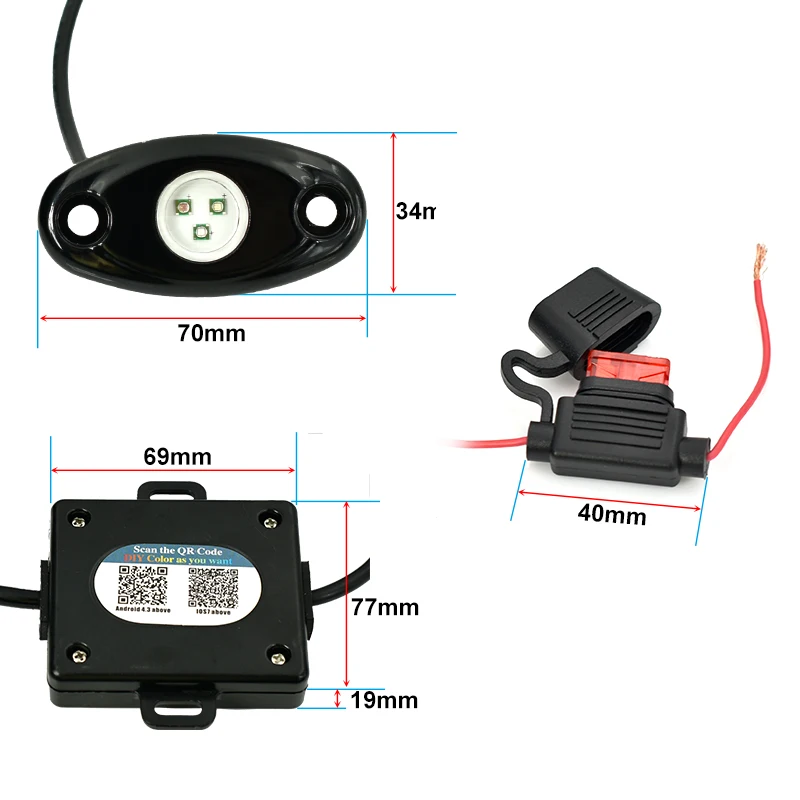 CNSUNNYLIGHT Car RGB LED Rock Lights with Bluetooth Controller Multicolor Neon LED Light Kit for Music Sound Flashing Lamp (11)