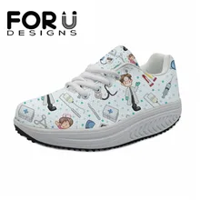 FORUDESIGNS Casual Women Cartoon Nurse Flat Shoes 3D Prints Spring Height Increasing Female Slimming Shoes Swing Shoes For Girls FORUDESIGNS Casual Women Cartoon Nurse Flat Shoes 3D Prints Spring Height Increasing Female Slimming Shoes Swing Shoes For Girls