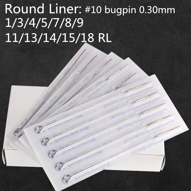 

Box Of 50PCS Disposable Pre-Sterilzed Standard Tattoo Needle Supply - 0.30MM Bugpin Round Liner 1/3/4/5/7/8/9/11/13/14/15/18RL