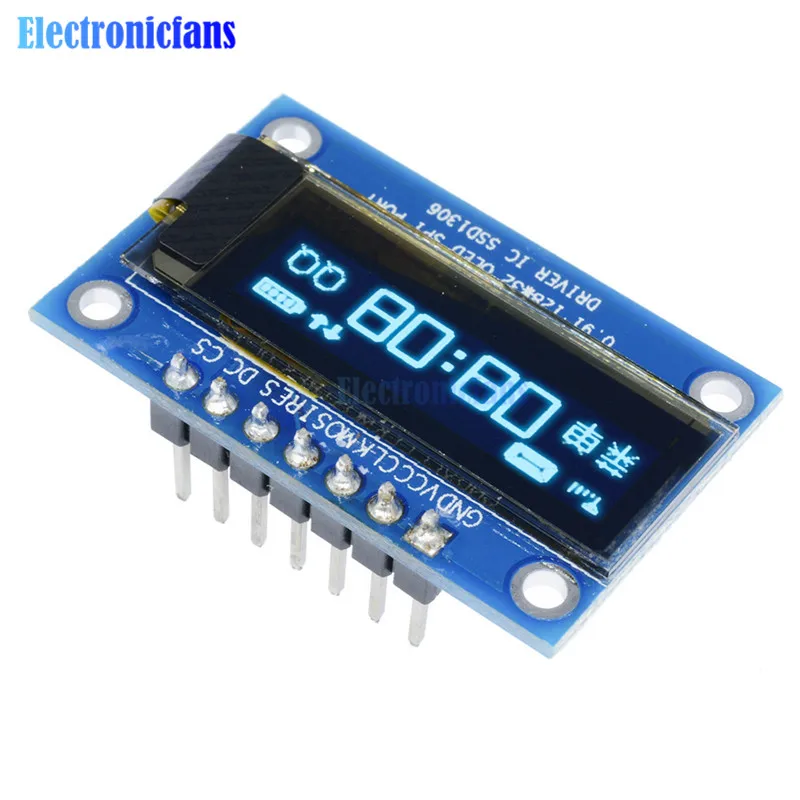 0,91 дюймовый 12832 128x32 синий OLED ЖК-дисплей SSD1306 Драйвер IC DC 3,3 V-5 V SPI для Arduino PIC DIY модуль