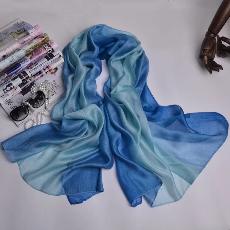 Шарф женский Градуированный шелковый шарф хлопок лен тюрбан платок для защиты от солнца Женская пляжная повязка-полотенце SFTD07 - Цвет: 11
