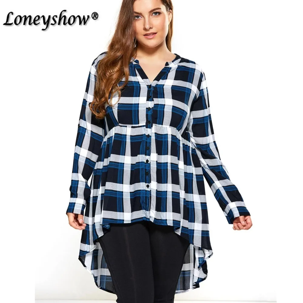 Plus Size Women Shirt 2017 Spring Autumn V neck Large Size Casual Loose