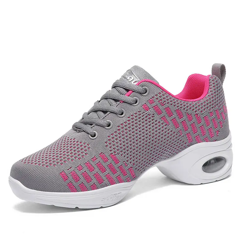 Sneakers Dance Shoes For Women Flying Woven Mesh Comfortable Modern Jazz Dancing Shoes Girls Ladies Outdoor Sports Shoes S-919 - Цвет: Gray