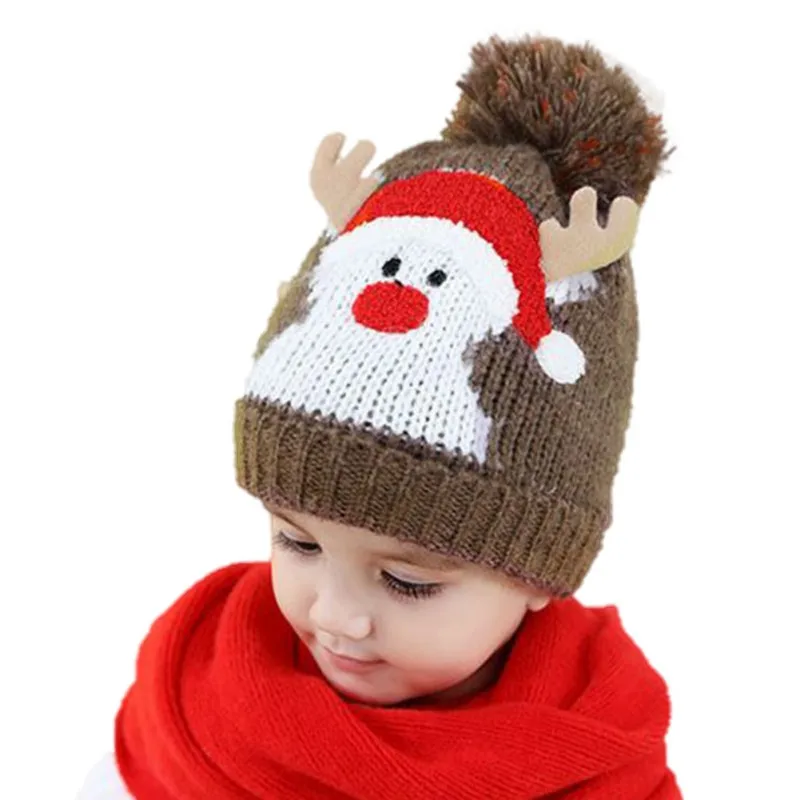Зима теплая Бал вязаные детские шапочки для мальчиков и девочек Санта Клаус скороговоркой милая детская шляпа детей рождественские шапки