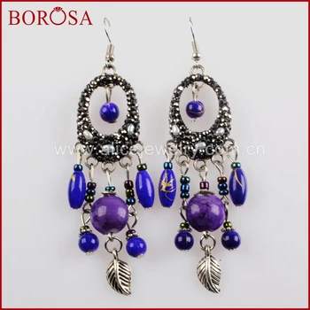 

BOROSA Vintage Jewelry Rhinestone Pave Crystal Boho Drop Earrings Retro Bohemian Mix Color Dangle Earrings for Women JAB838